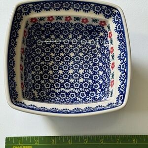 Polish Pottery Floral Square Serving Bowl
